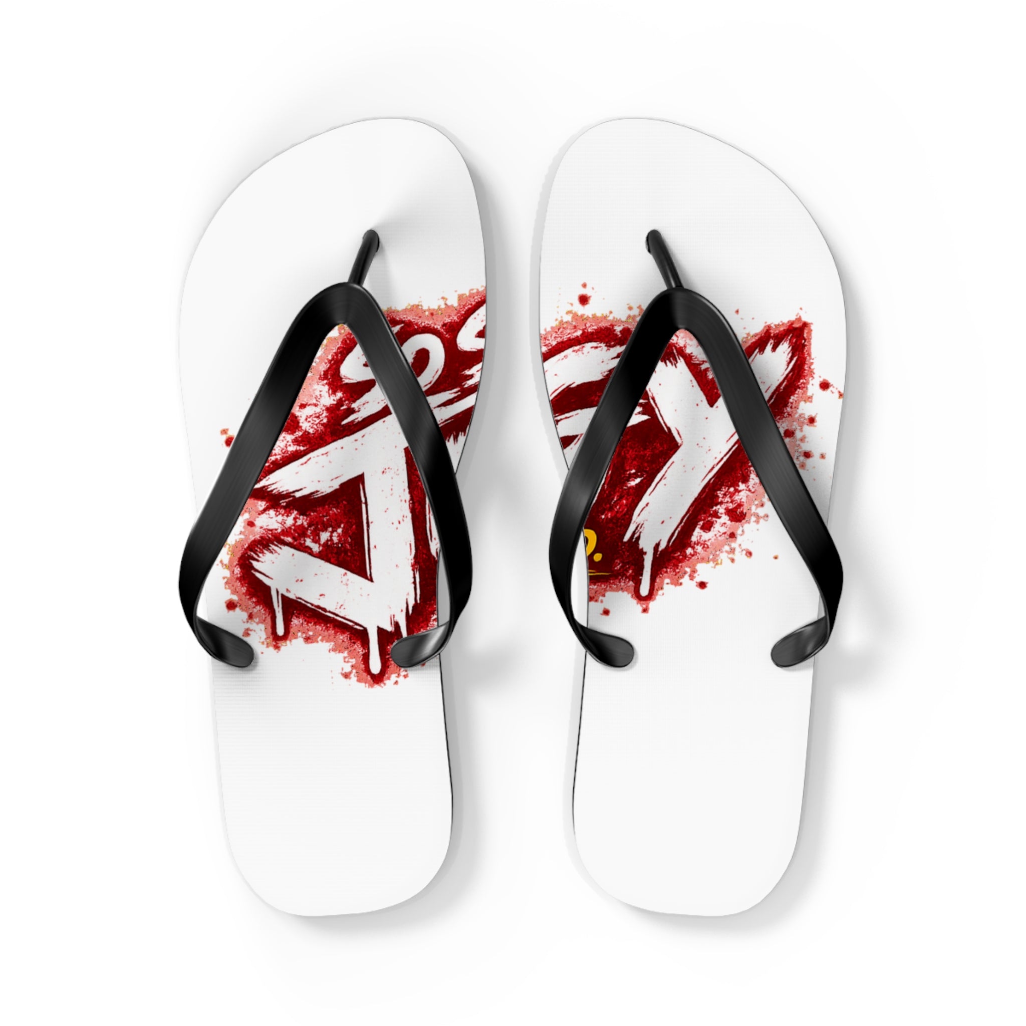 Flip Flops - Graffiti Red Script Summer Beach Sandals