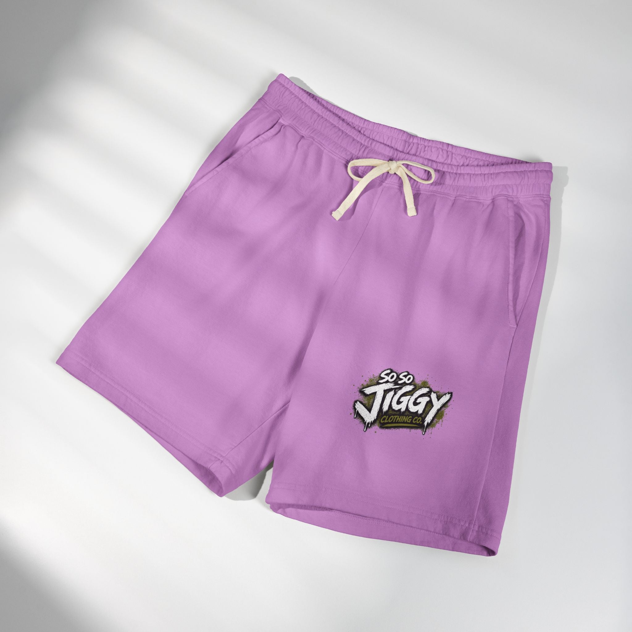 So So Jiggy Fleece Sweat Shorts — Lightweight Garment-Dyed Lounge Shorts